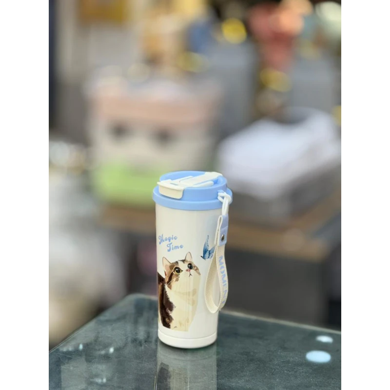 تراول ماگ دو حالته طرح گربه حجم 600ml